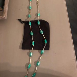 J Crew necklace, green and gold